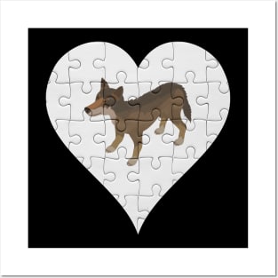 Jigsaw  Wolf Heart Design - Wild Animal Wolf Posters and Art
